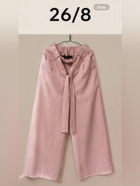 Women's Pink Tie-Waist Wide-Leg Pants